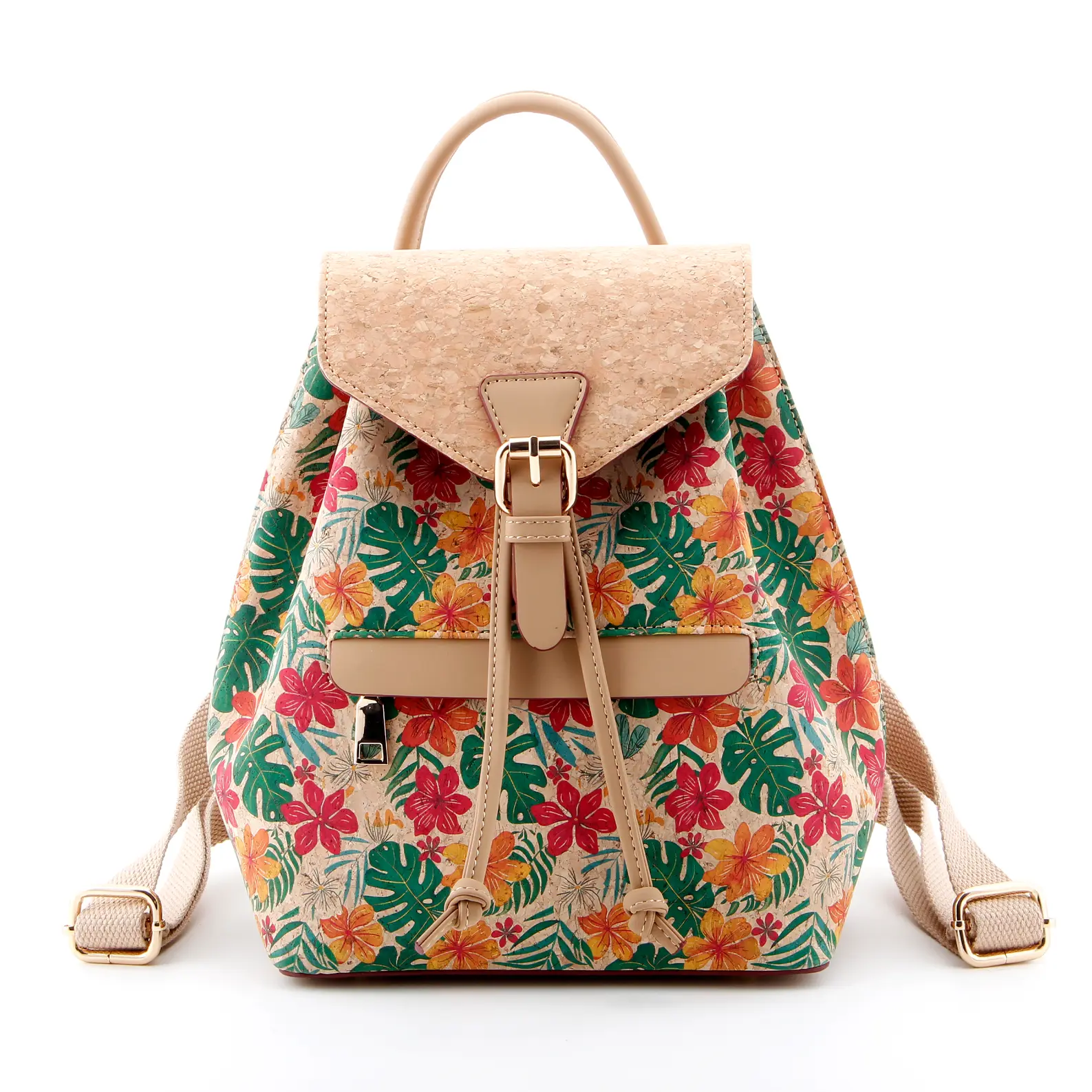 Artistic vintage texture cork backpack with dual shoulder straps