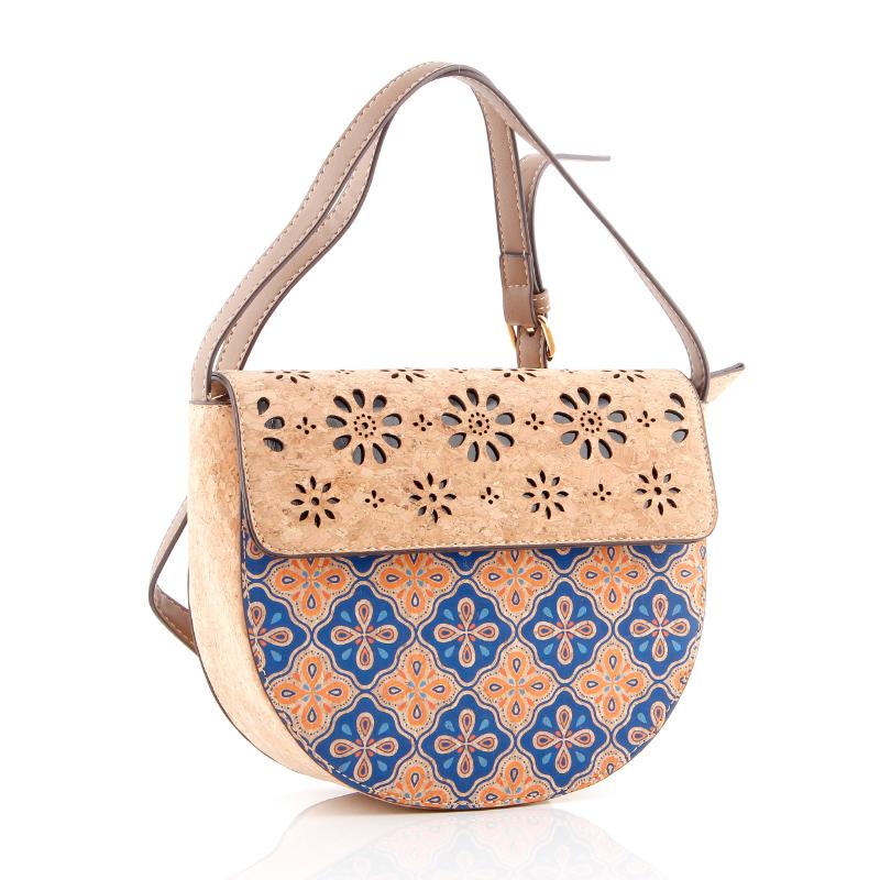 Cork Semi-Circle Printed Bag