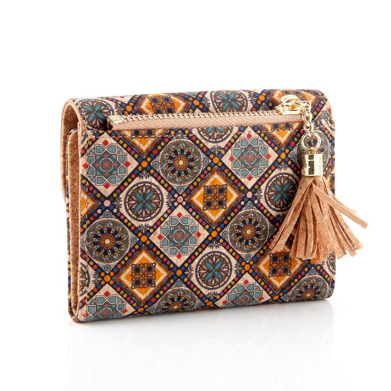 Cork Tassel Tri- Fold Purse