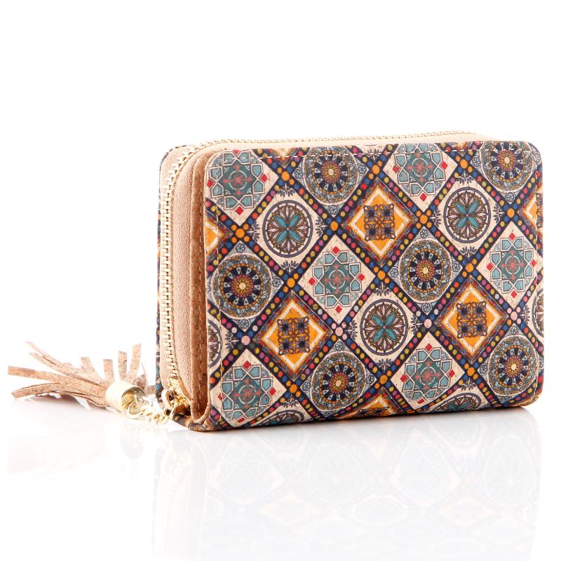 Cork Tassel Zipper Wallet